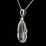 14.36ctw Aquamarine and 0.58ctw Diamond Platinum Pendant/Necklace
