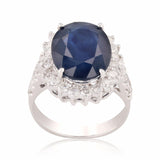8.57ct Blue Sapphire and 1.04ctw Diamond 14KT White Gold Ring