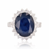 8.57ct Blue Sapphire and 1.04ctw Diamond 14KT White Gold Ring