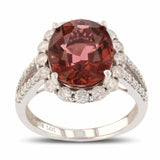 4.98ct Pink Tourmaline and 0.89ctw Diamond 14K White Gold Ring