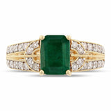 1.24ct Emerald and 0.38ctw Diamond 14K Yellow Gold Ring