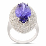 7.67ct Tanzanite and 1.59ctw Diamond 14K White Gold Ring (GIA CERTIFIED)
