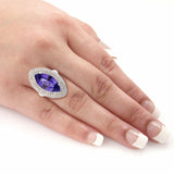 7.67ct Tanzanite and 1.59ctw Diamond 14K White Gold Ring (GIA CERTIFIED)