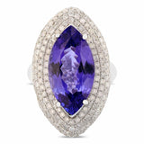 7.67ct Tanzanite and 1.59ctw Diamond 14K White Gold Ring (GIA CERTIFIED)