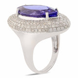 7.67ct Tanzanite and 1.59ctw Diamond 14K White Gold Ring (GIA CERTIFIED)