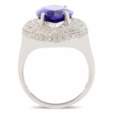 7.67ct Tanzanite and 1.59ctw Diamond 14K White Gold Ring (GIA CERTIFIED)