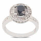 1.77ct CENTER Fancy Black Diamond 14K White Gold Ring (2.37ctw Diamonds)