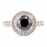 1.77ct CENTER Fancy Black Diamond 14K White Gold Ring (2.37ctw Diamonds)