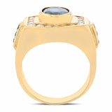 2.88ctw Blue Sapphire and 0.82ctw Diamond 14K Yellow Gold Ring