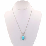 11.13ct Turquoise and 1.17ctw Diamond 14K White Gold Pendant/Necklace