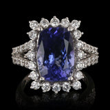 6.26ct Tanzanite and 1.45ctw Diamond Platinum Ring (G.I.A. Certified)