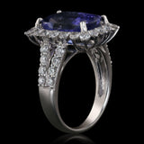 6.26ct Tanzanite and 1.45ctw Diamond Platinum Ring (G.I.A. Certified)
