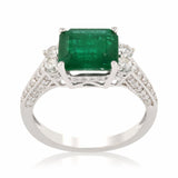 2.30ct Emerald and 0.65ctw Diamonds 18KT White Gold Ring