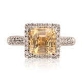 3.12ct Yellow Sapphire and 0.35ctw Diamonds 18KT White Gold Ring