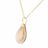 2.50ct Opal and 0.18ctw Diamond 14K Yellow Gold Pendant/Necklace