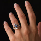 Sapphire ring and diamonds yellow gold and platinum