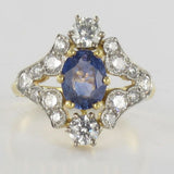 Sapphire ring and diamonds yellow gold and platinum