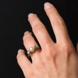 Pearl and rose cut diamond ring