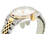 Pre Owned Mens Rolex Two-Tone Datejust Diamond Ruby Silver Flower 16233
