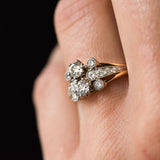 Diamond ring in yellow gold and platinum