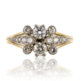 Diamond ring in yellow gold and platinum