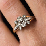 Diamond ring in yellow gold and platinum