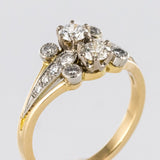 Diamond ring in yellow gold and platinum