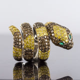 Diamond and Emerald Snake Ring