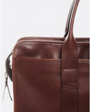 FRANK CLEGG TUMBLED LEATHER ZIP BRIEFCASE: CHESTNUT