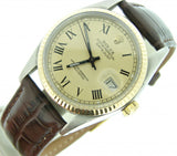 Pre Owned Mens Rolex Two-Tone Datejust with a Gold Roman Dial 16013