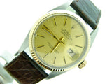 Pre Owned Mens Rolex Two-Tone Datejust with a Gold Champagne Dial 16013