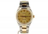 PRE OWNED MENS ROLEX TWO-TONE OYSTER PERPETUAL WITH A CHAMPAGNE DIAL 1002