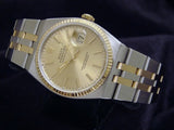 PRE OWNED MENS ROLEX TWO-TONE OYSTERQUARTZ DATEJUST GOLD CHAMPAGNE 17013