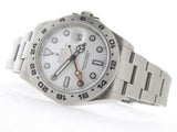 PRE OWNED MENS ROLEX STAINLESS STEEL EXPLORER II WITH A WHITE DIAL 216570