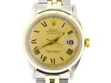 Pre Owned Mens Rolex Two-Tone Datejust with a Gold Roman Dial 1601