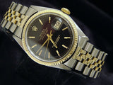 Pre Owned Mens Rolex Two-Tone Datejust with a Black Dial 1601