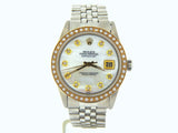 Pre Owned Mens Rolex Stainless Steel Datejust Diamond White MOP 1603