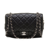 Chanel A90838 Black Calf Leather Quilted Chain Bag