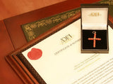 Antique blood coral cross pendant