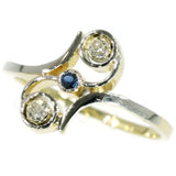 Diamond vintage crossover ring