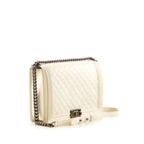 CHANEL White Medium Boy Bag