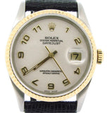 Pre Owned Mens Rolex Two-Tone Datejust with a White Arabic Dial 16233