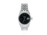 Pre Owned Mens Rolex Stainless Steel Datejust with a Black Dial 16030