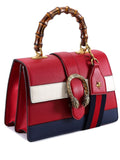 Dionysus Medium Leather Top Handle Bag - Blue/White/Red