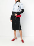 Mini Saffiano Chain Wallet In Red