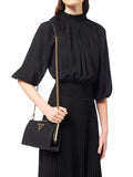 Light Frame Saffiano Black Leather Bag