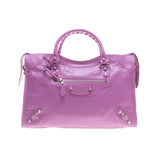 Balenciaga 281770 Light Purple Lambskin Silver Giant 12 City Motorcycle Handbag