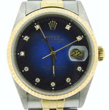 Pre Owned Mens Rolex Two-Tone Diamond Datejust with a Blue Dial 16233