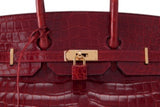 Hermès Rouge Porosus Crocodile Lisse Birkin 35