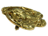 Art Nouveau floral gold Lady profile pin